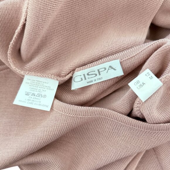 Gispa Italy Dusty Pink Short Sleeves Wool Blend Sweater Knit Dress M - Picture 4 of 4